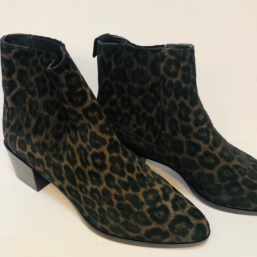 Rag & Bone Suede Ankle Boots in Leopard Print Never Worn Sz 40 "Rover" Style